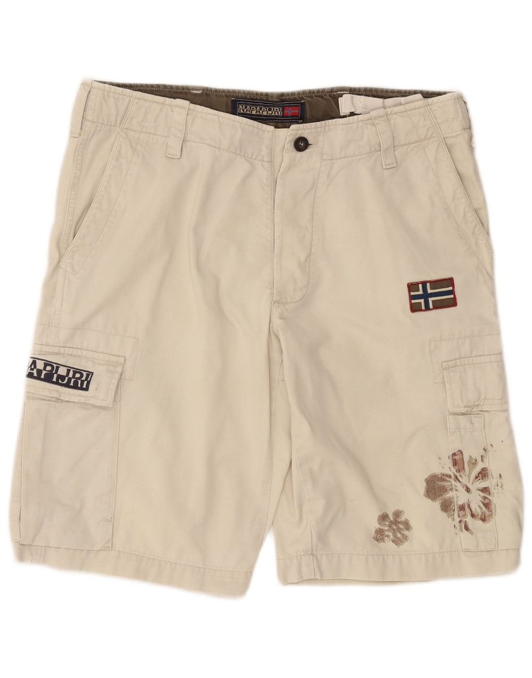 Shorts cargo masculino NAPAPIJRI W34 grande algodão floral branco