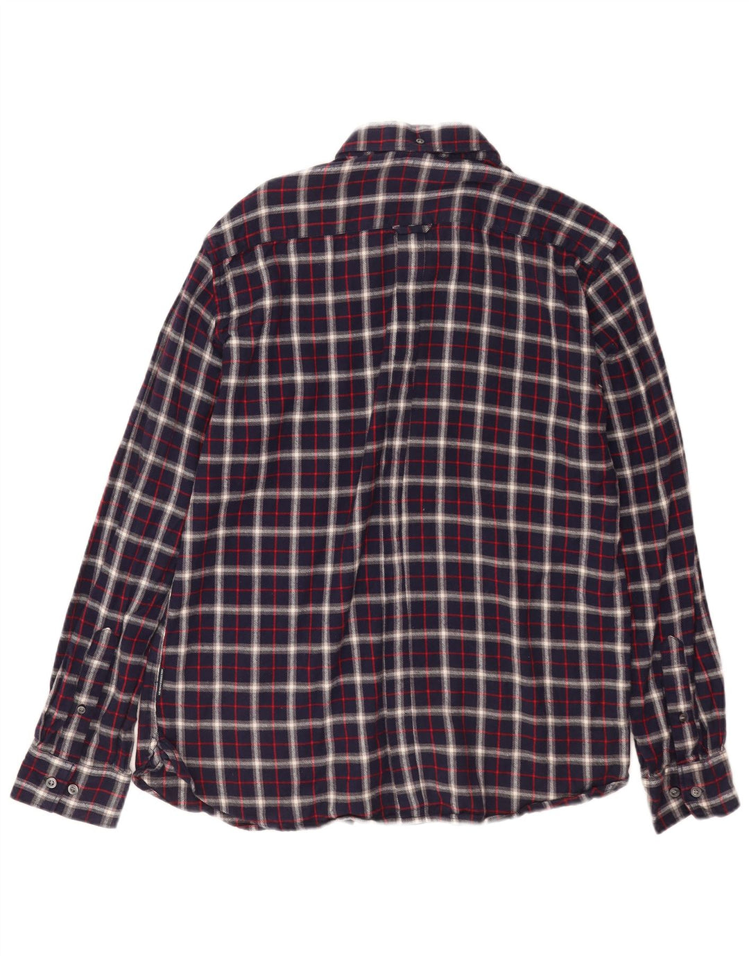 Camisa masculina de flanela French Connection grande algodão xadrez azul marinho