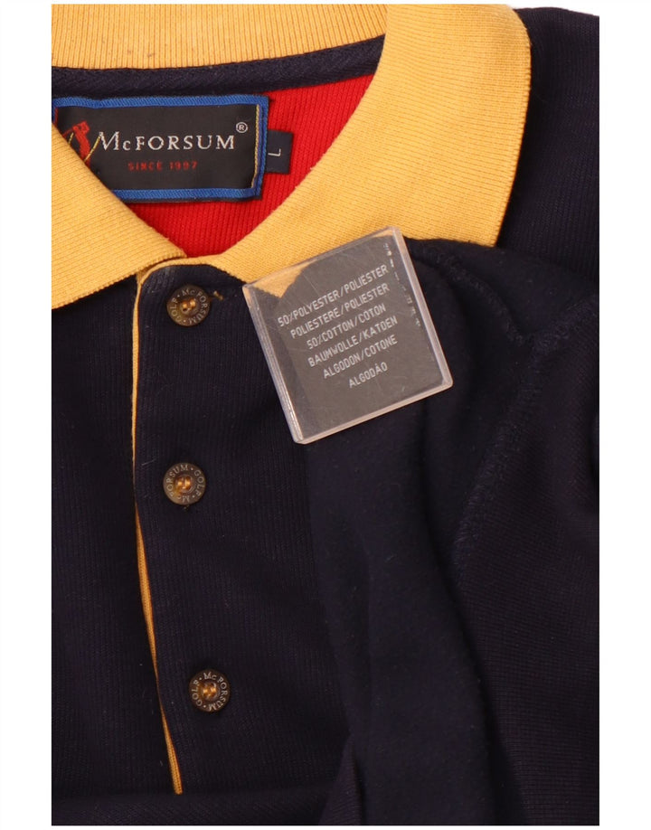 Suéter masculino MCFORSUM com gola polo grande poliéster azul marinho