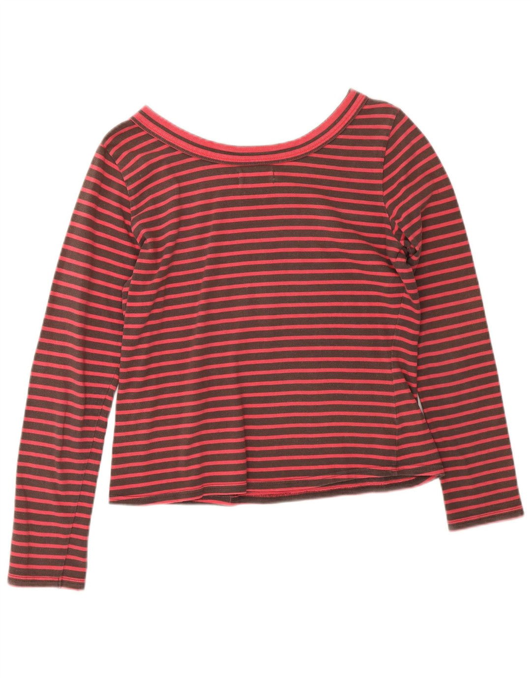 Toast Womens Lash Top Manga Longa Reino Unido 12 Algodão Listrado Marrom Médio