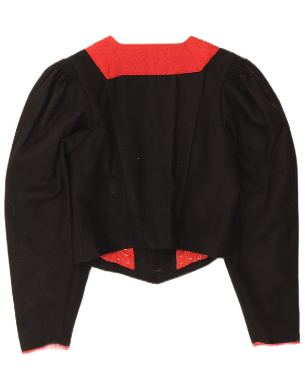 Jaqueta feminina vintage Trachten Bolero EU 38 médio preto colorblock