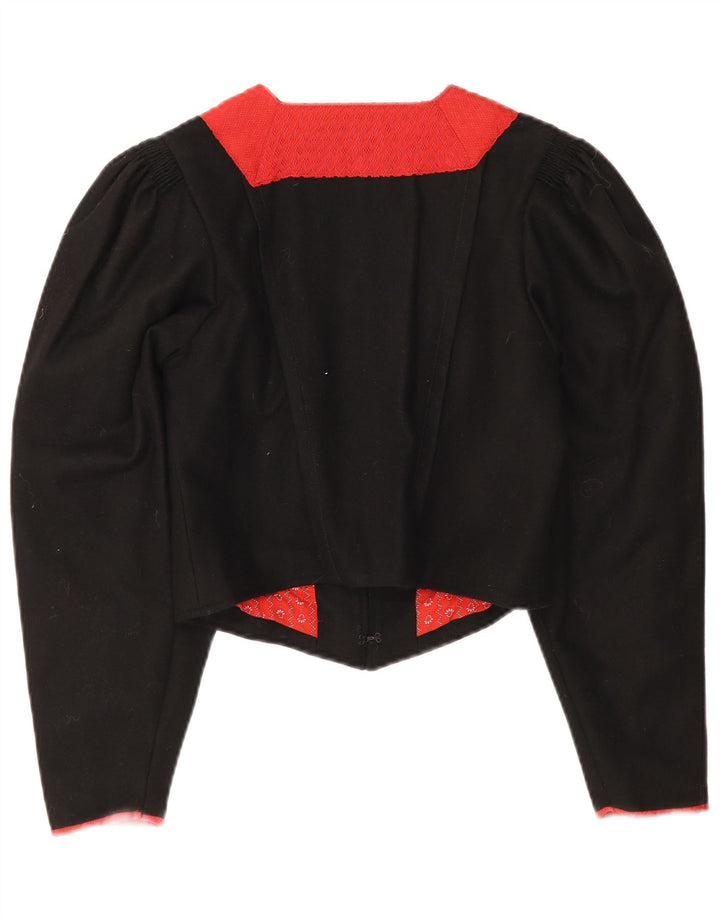 Jaqueta feminina vintage Trachten Bolero EU 38 médio preto colorblock