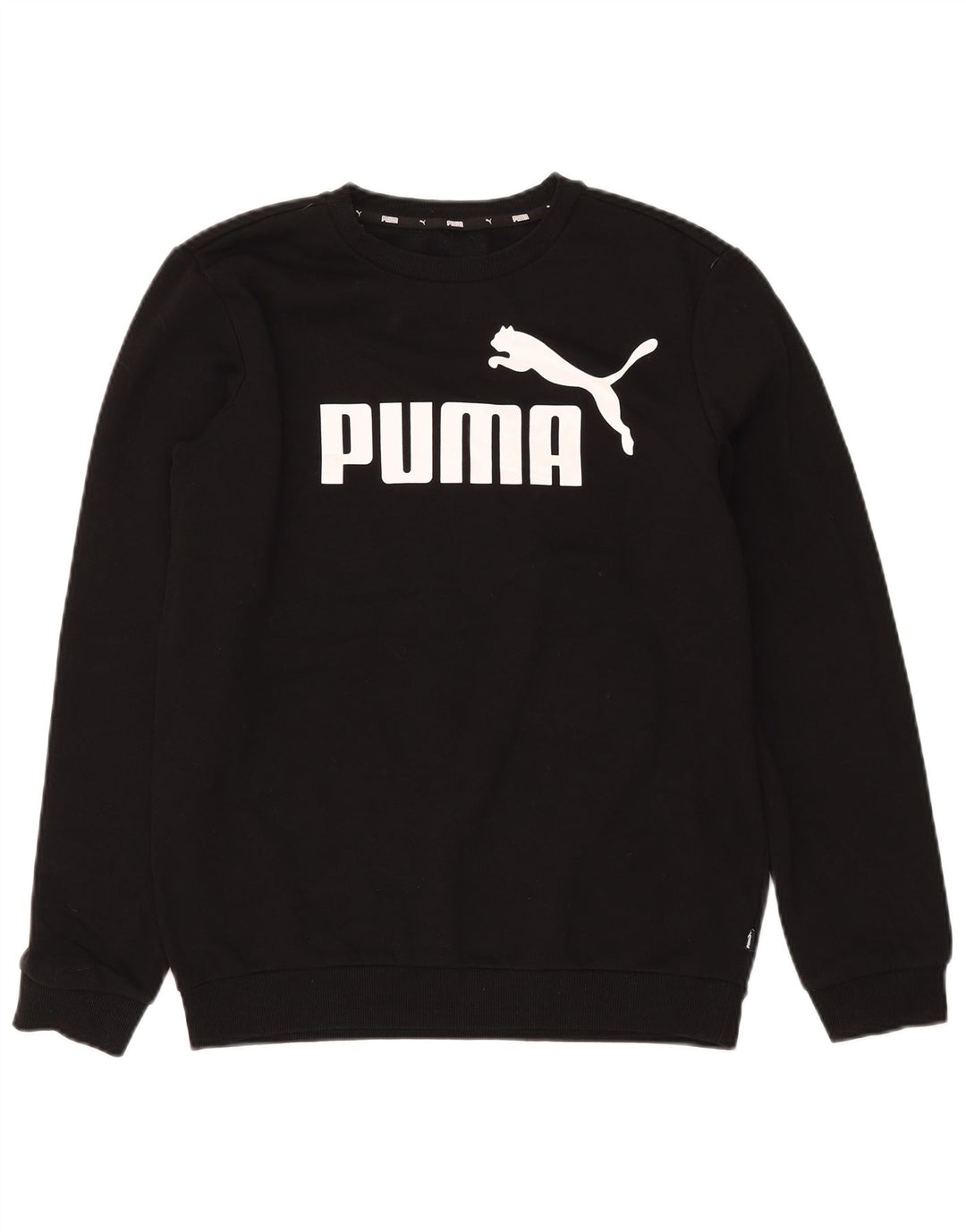Puma Mens Graphic Moletom Jumper Pequeno Algodão Preto
