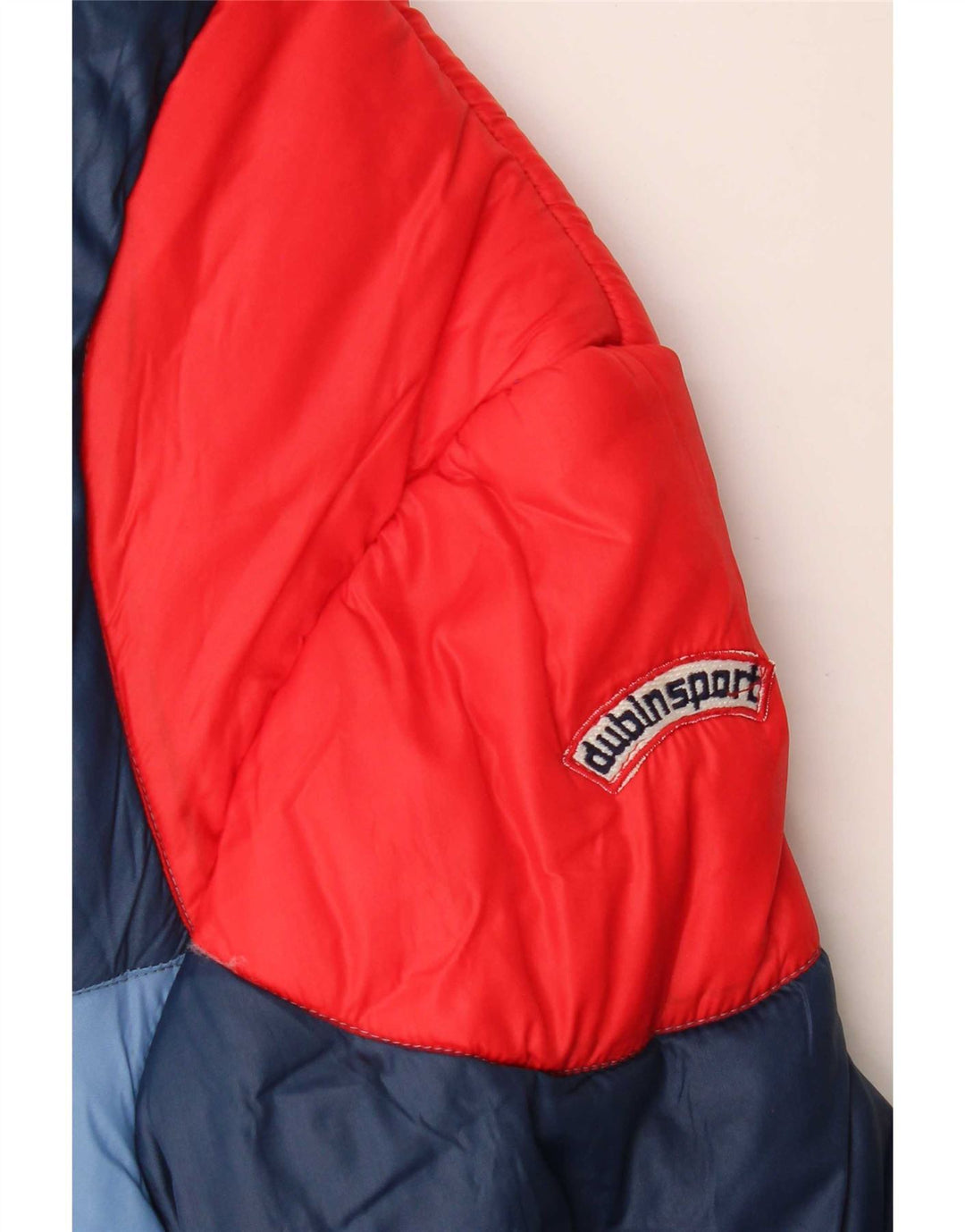 Jaqueta acolchoada masculina vintage UK 38 bloco colorido azul médio