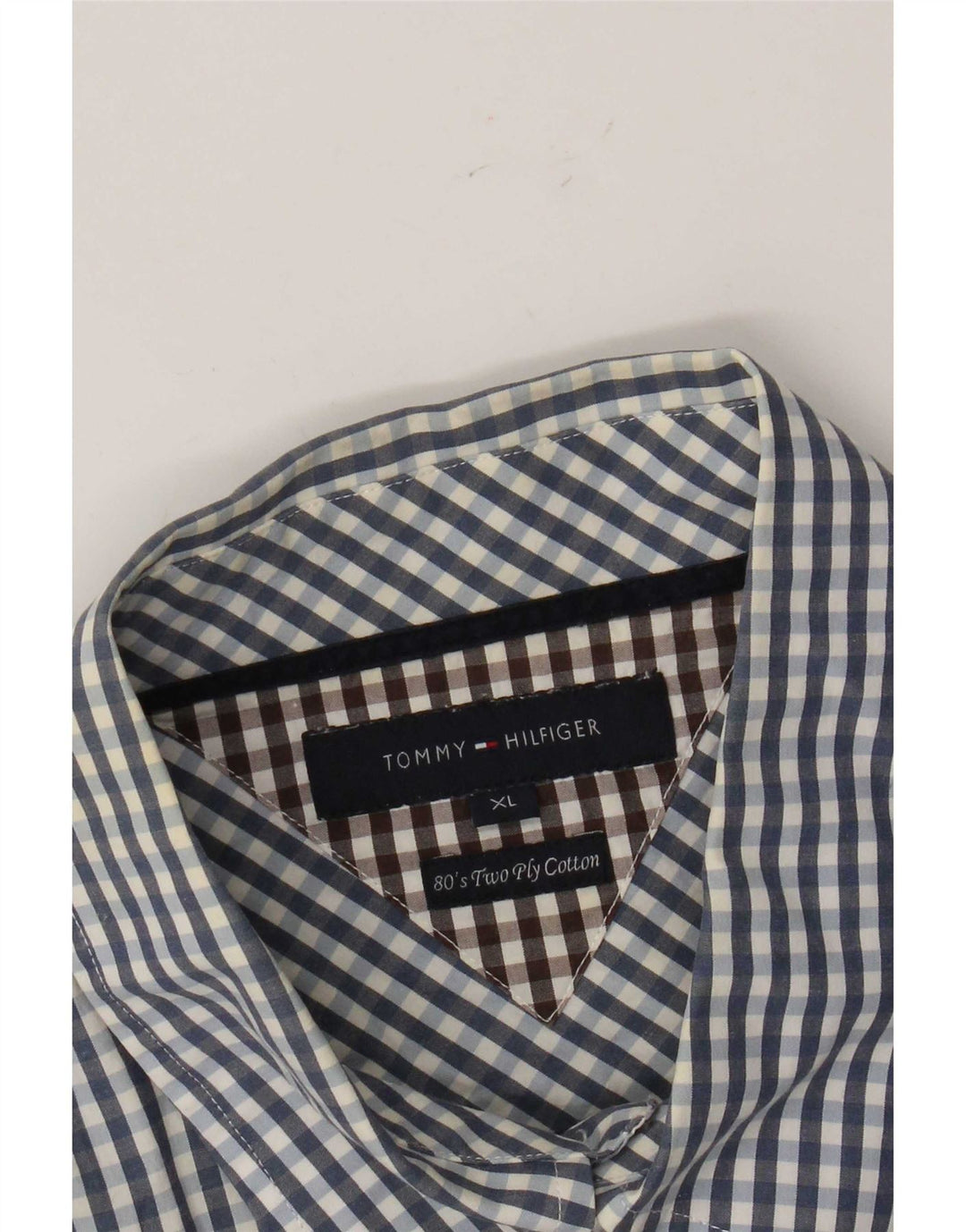 Camisa masculina Tommy Hilfiger XL azul algodão guingão