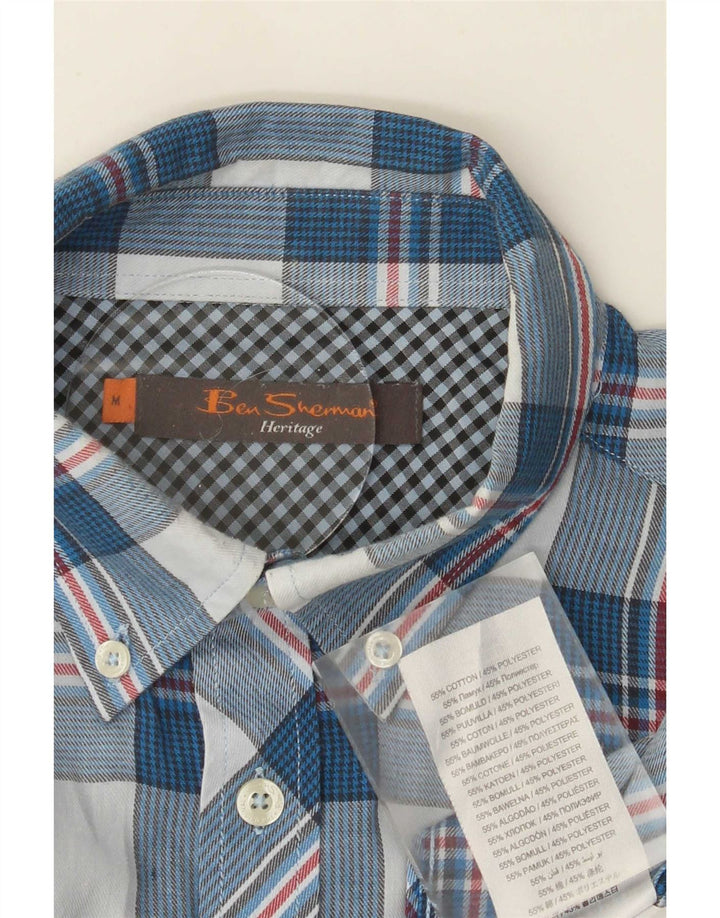 Camisa masculina Ben Sherman de algodão xadrez azul médio