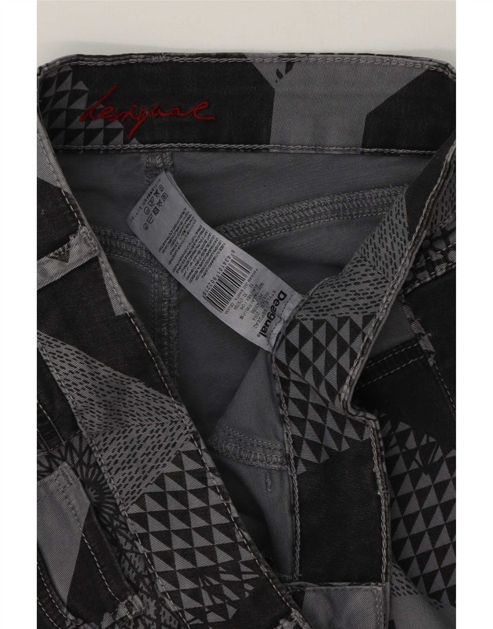 Calça casual slim feminina Desigual W32 L29 cinza patchwork algodão