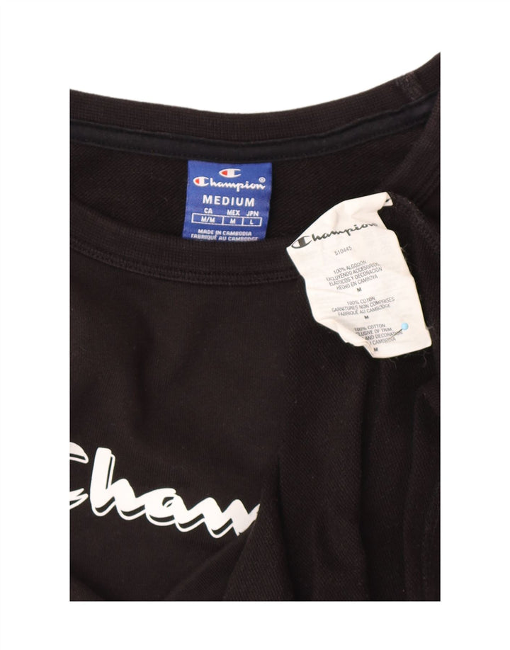 CHAMPION Top feminino cropped manga comprida Reino Unido 12 algodão preto médio