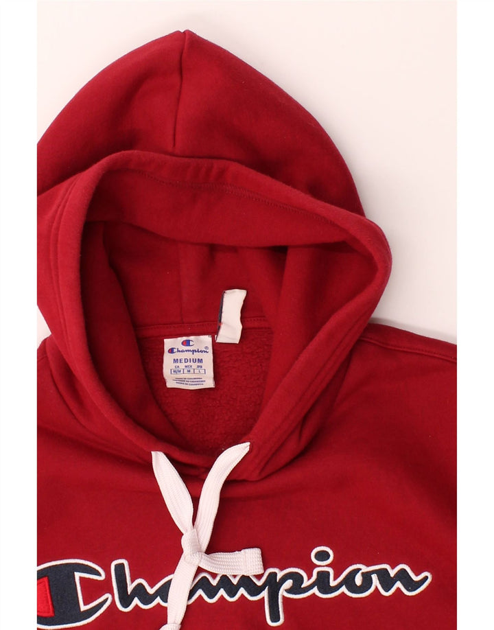CHAMPION Mens Graphic Hoodie Jumper Medium Burgundy Cotton Vintage Champion and Second-Hand Champion from Messina Hembry 
