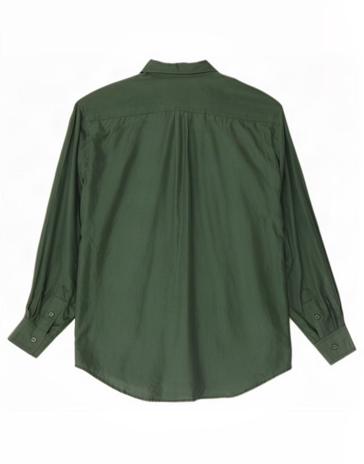 Camisa masculina vintage folgada pequena seda verde