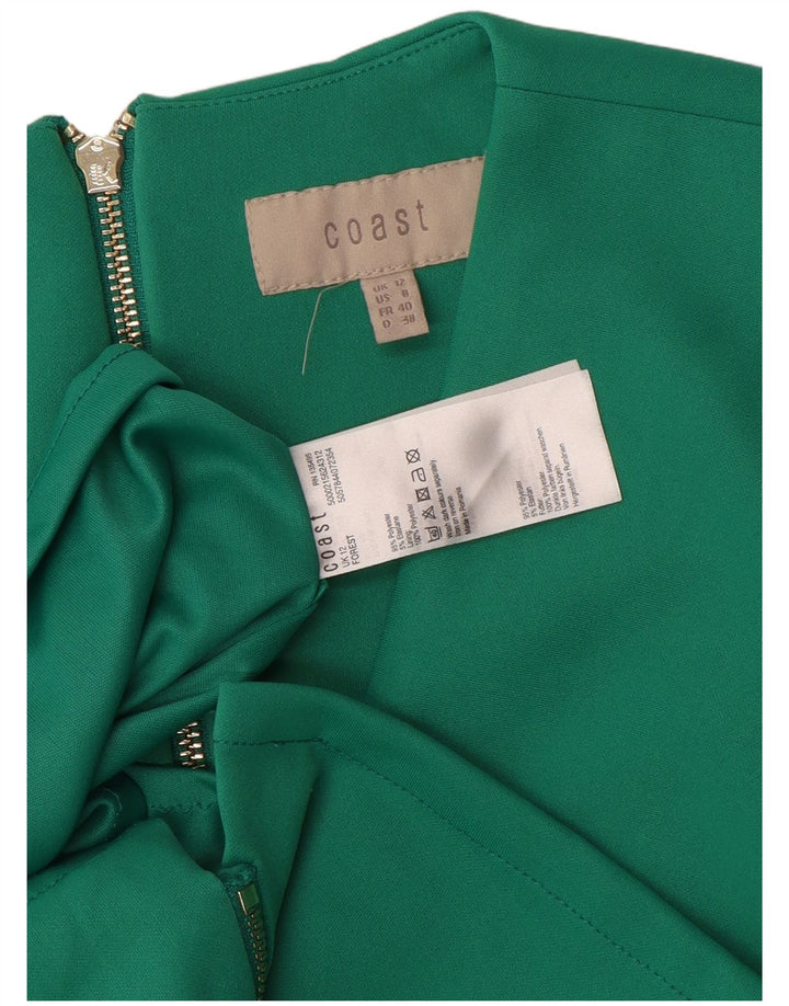 Vestido bodycon feminino sem mangas com zíper completo da Coast Reino Unido 12 poliéster verde médio