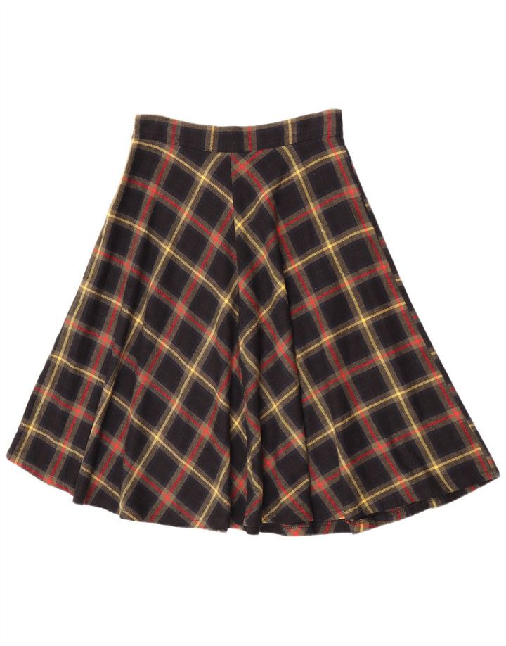 Saia feminina Pittarello A-Line médio W30 preto xadrez acrílico