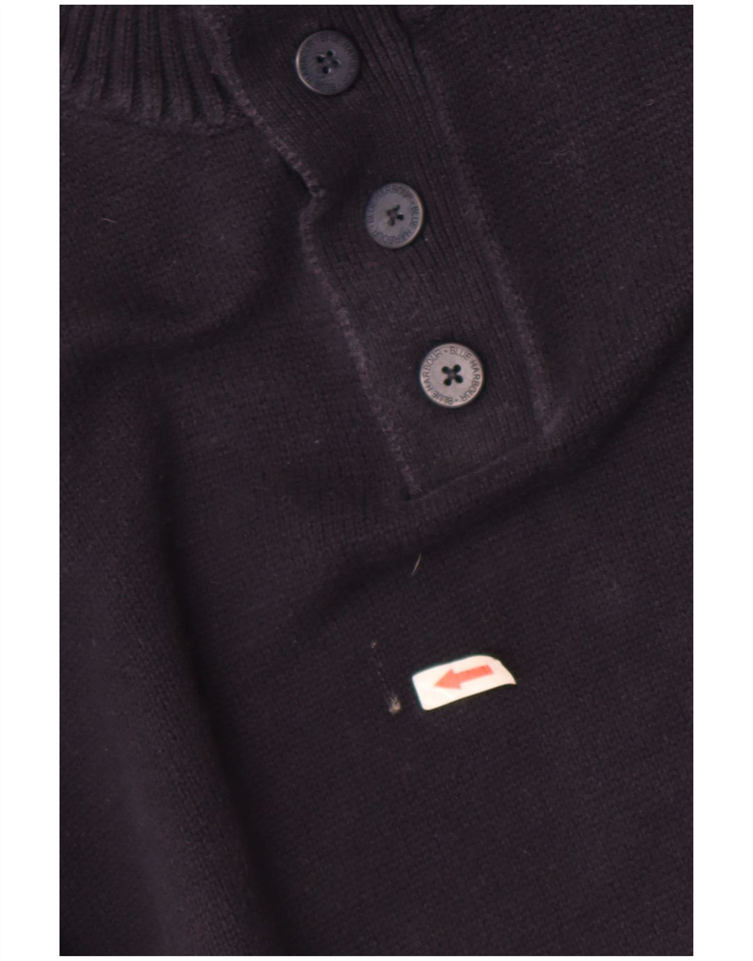 Suéter masculino Marks & Spencer com gola redonda e botão grande azul marinho