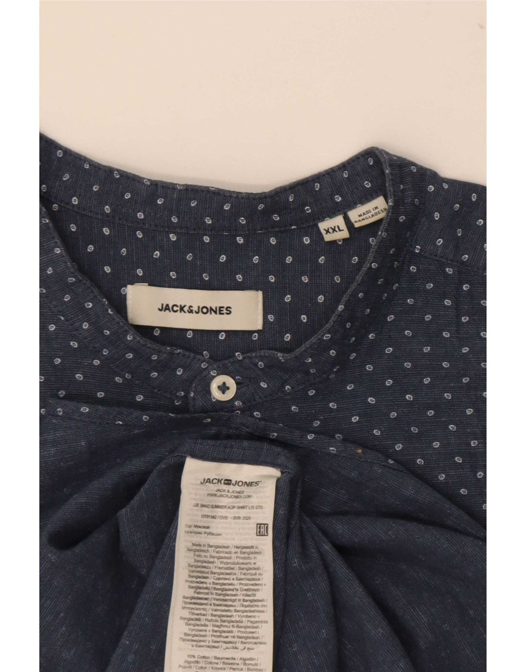 Camisa masculina Jack & Jones 2XL algodão manchado azul