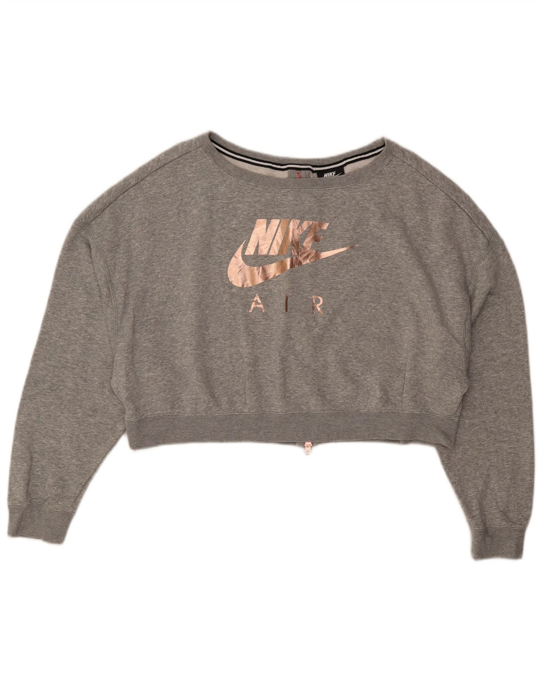 Moletom feminino Nike Crop Graphic Oversized Jumper UK 16 Grande Cinza