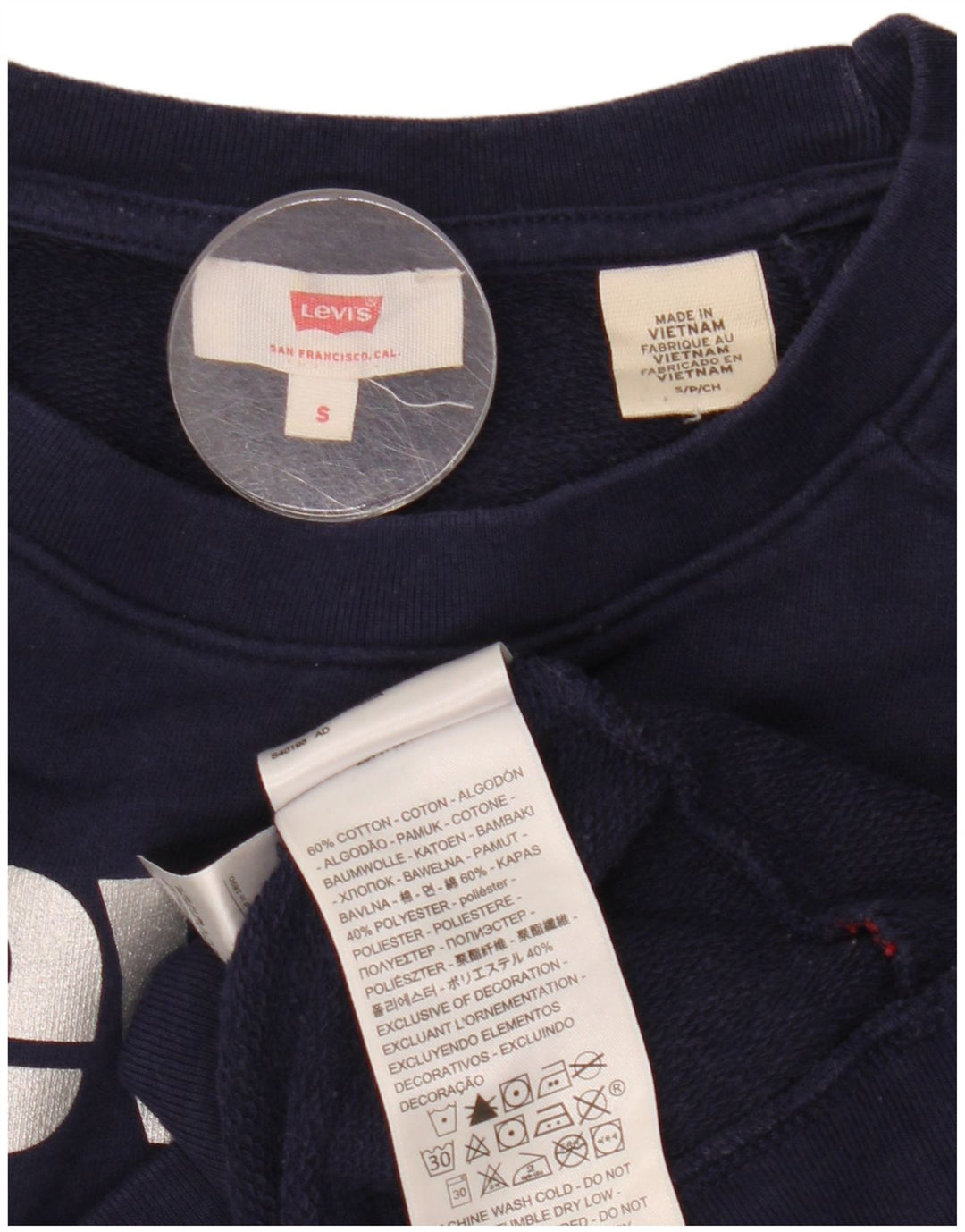 Moletom feminino Levi's com estampa oversized Reino Unido 10 pequeno azul marinho