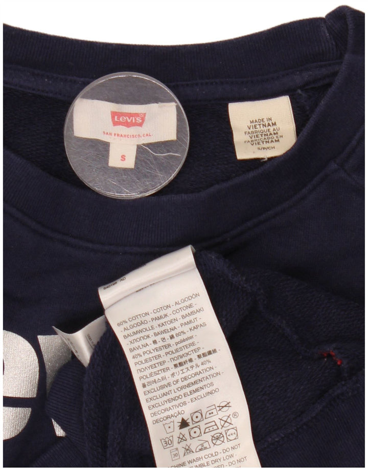 Moletom feminino Levi's com estampa oversized Reino Unido 10 pequeno azul marinho