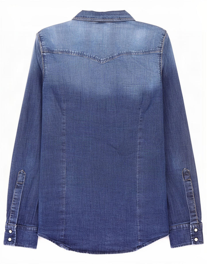 Camisa jeans feminina Zara Reino Unido 12 azul médio