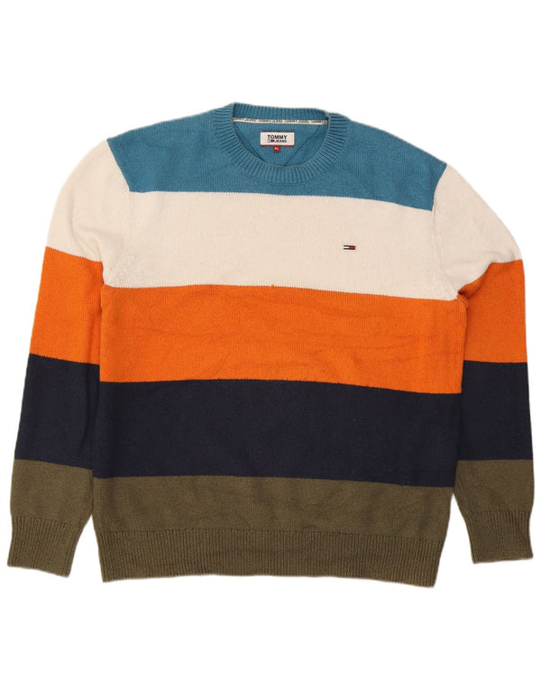 Suéter masculino Tommy Hilfiger com gola redonda XL listrado multicolorido