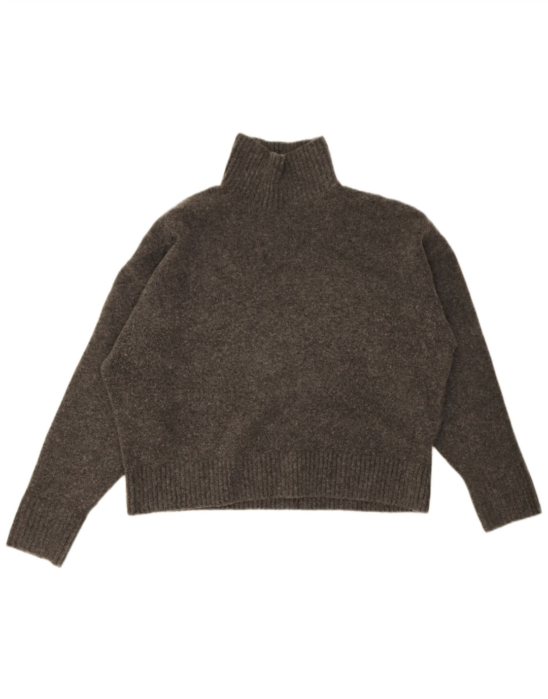 Zara Suéter feminino oversized com gola redonda Reino Unido 14 cinza médio manchado