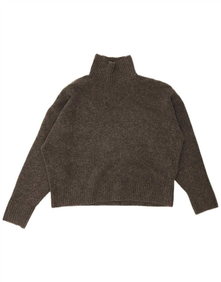 Zara Suéter feminino oversized com gola redonda Reino Unido 14 cinza médio manchado