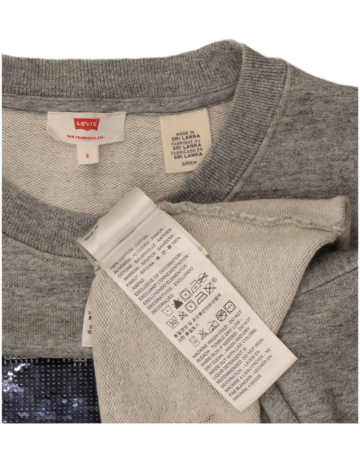 Levi's Womens Crop Oversized Moletom Jumper Reino Unido 10 Pequeno Algodão Cinza