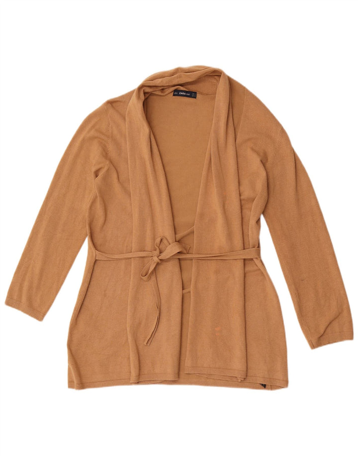 Suéter cardigã feminino Zara Reino Unido 12 viscose bege médio