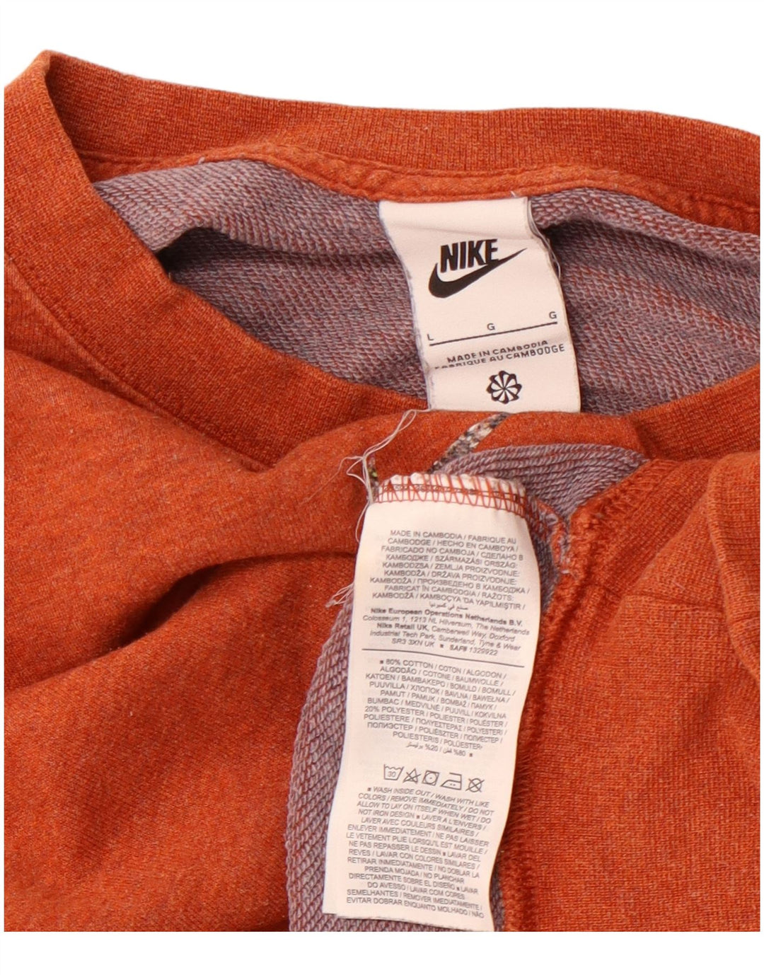 NIKE Womens Crop Oversized Sweatshirt Jumper Reino Unido 16 Grande Laranja Algodão