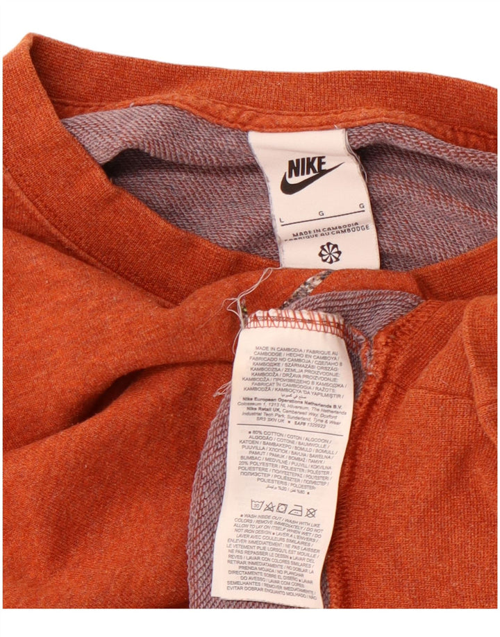 NIKE Womens Crop Oversized Sweatshirt Jumper Reino Unido 16 Grande Laranja Algodão