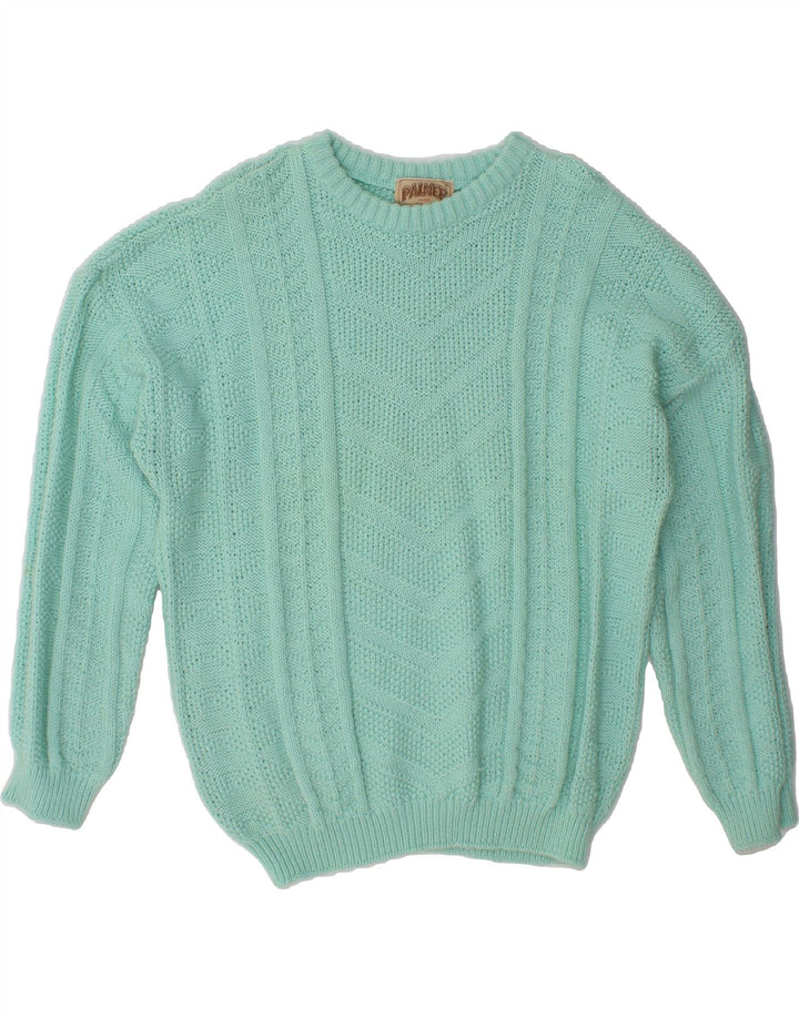 VINTAGE Mens Crew Neck Jumper Sweater Large Turquoise Cotton Vintage Vintage and Second-Hand Vintage from Messina Hembry 