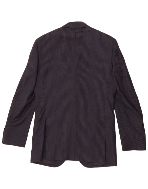 Jaqueta blazer masculina Boggi com 3 botões IT 46 pequena lã listrada azul marinho