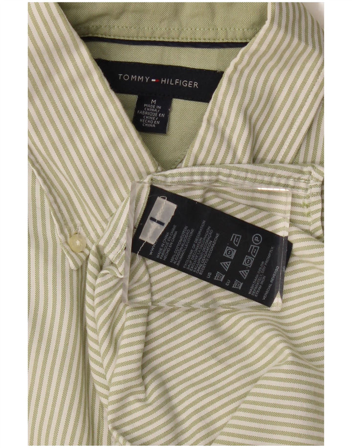 Camisa masculina TOMMY HILFIGER de algodão listrado cáqui médio