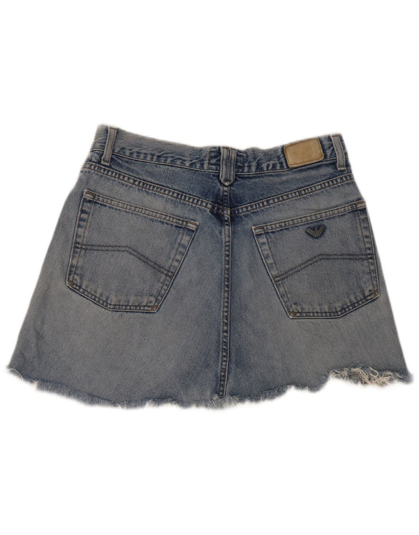 Mini saia jeans feminina Armani W30 azul médio