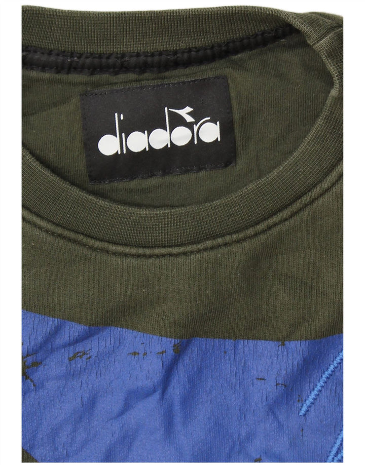 DIADORA moletom gráfico masculino jumper pequeno cáqui