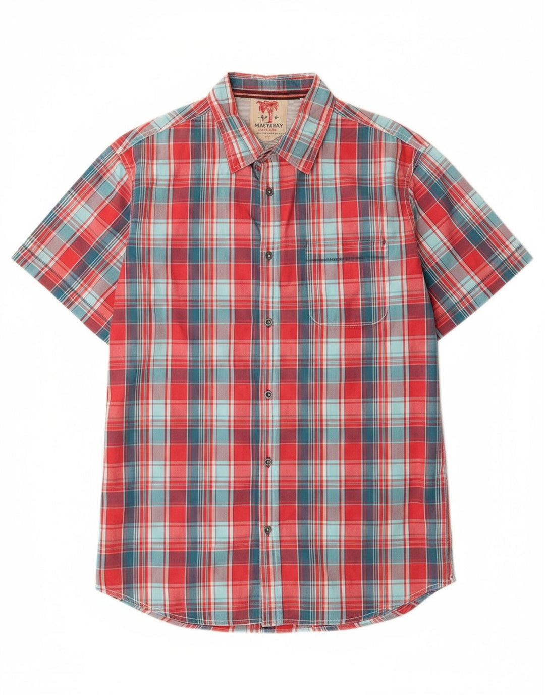 MANTARAY Camisa masculina grande de algodão xadrez vermelho