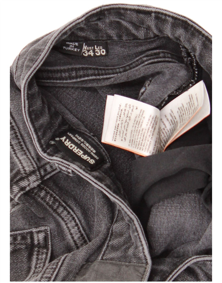 Jeans recortados masculinos Superdry W34 L24 algodão preto