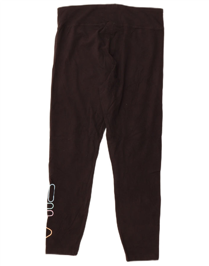 Fila Womens Graphic Crop Leggings UK 14 Grande Algodão Preto