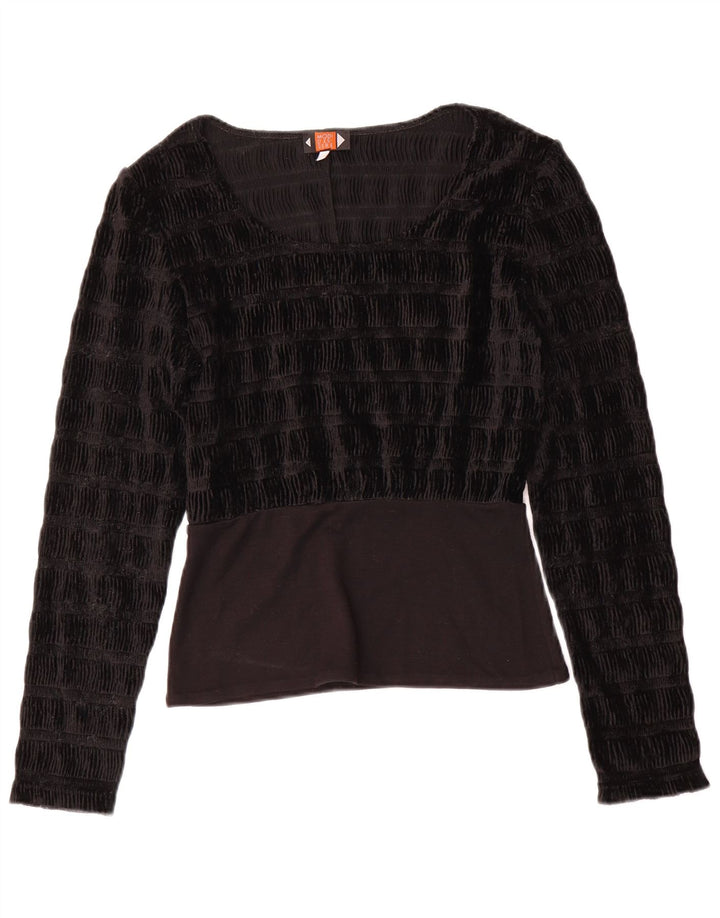 Blusa feminina vintage UK 10 pequena preta