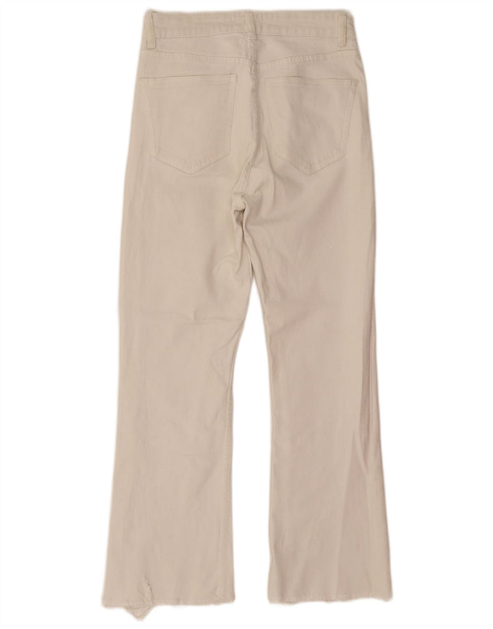 Zara Jeans feminino reto bootcut UE 38 pequeno W28 L26 algodão branco