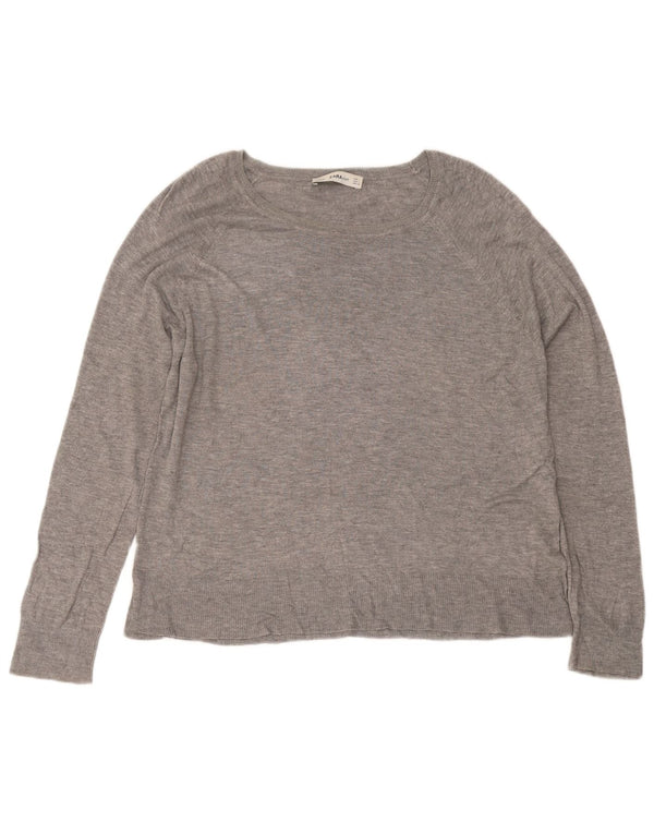 Blusa feminina Zara Top UK 14 grande viscose cinza