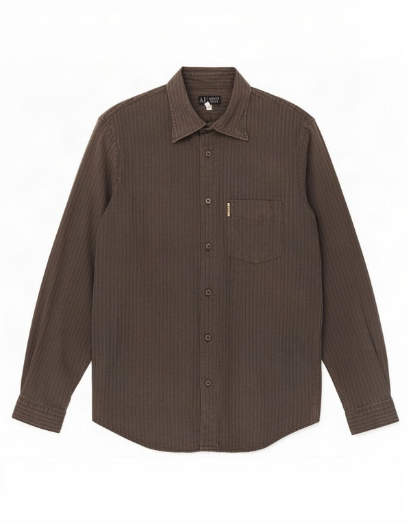 Camisa masculina Armani Jeans XL listrada cinza algodão