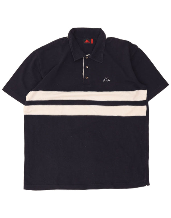 Camisa polo masculina Kappa XL azul marinho colorblock algodão