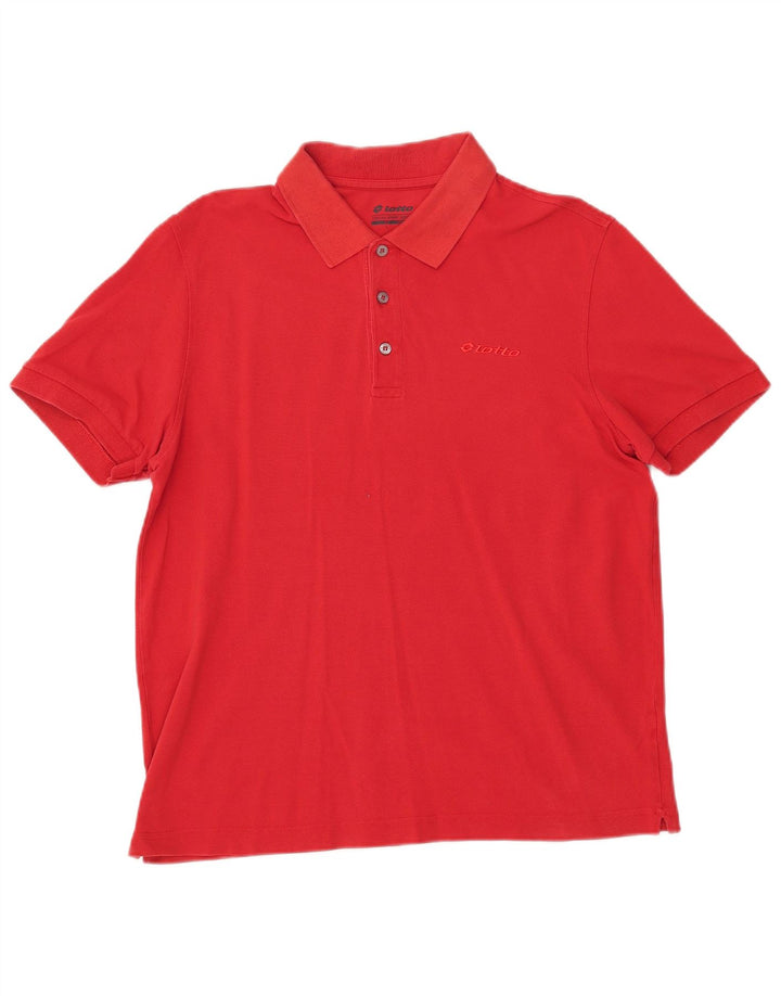 Camisa polo masculina LOTTO de algodão vermelho médio