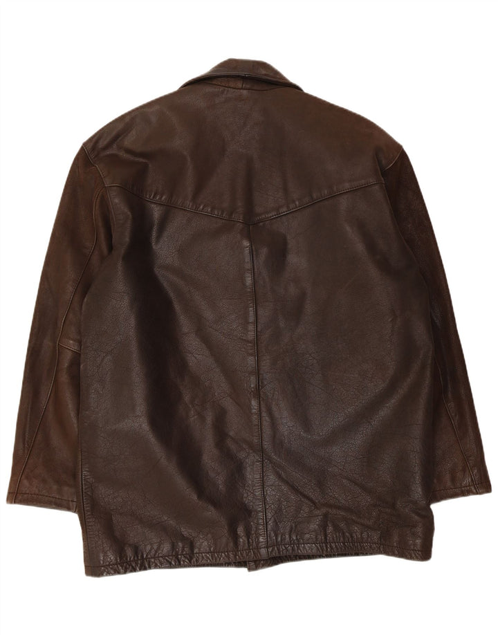 Jaqueta de couro masculina Pointers UK 40 grande marrom