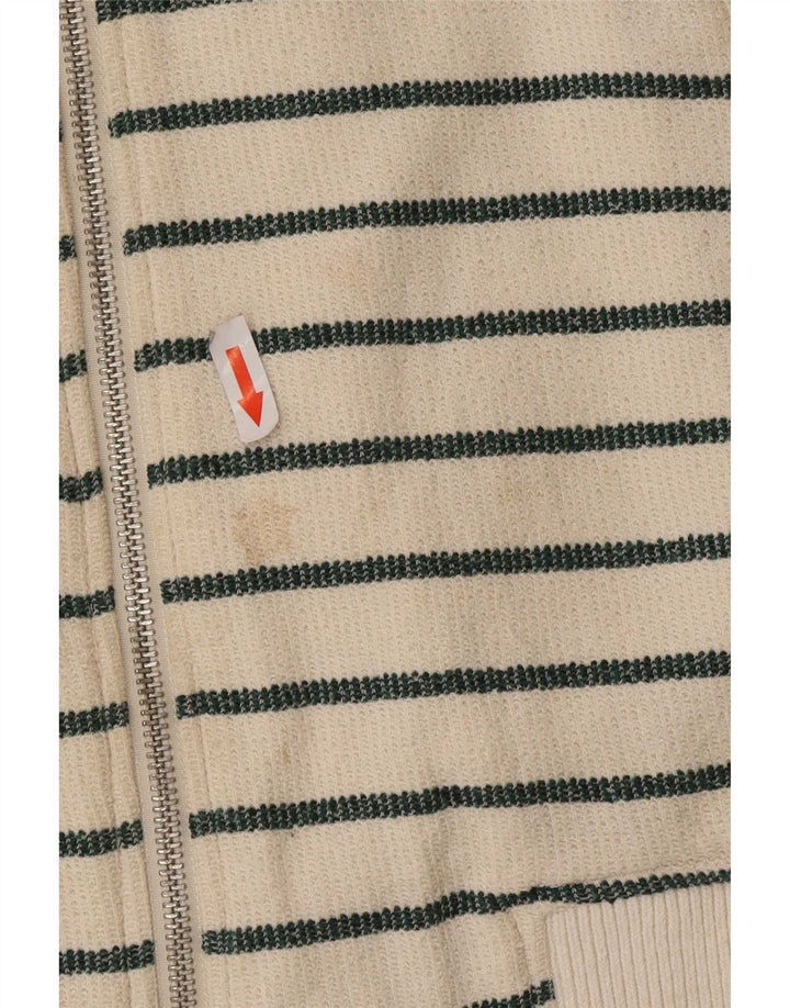 Suéter cardigã masculino Zara de algodão listrado branco médio