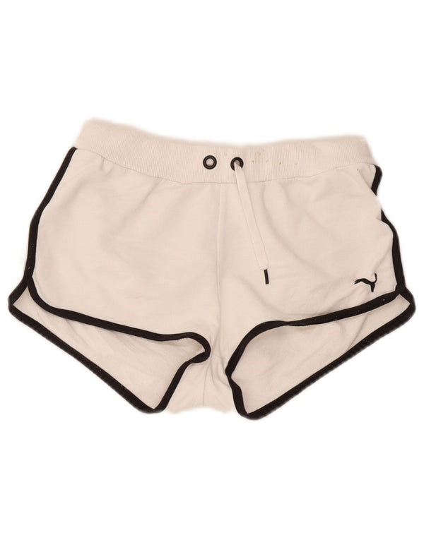 Shorts esportivos femininos Puma UK 10 pequenos brancos