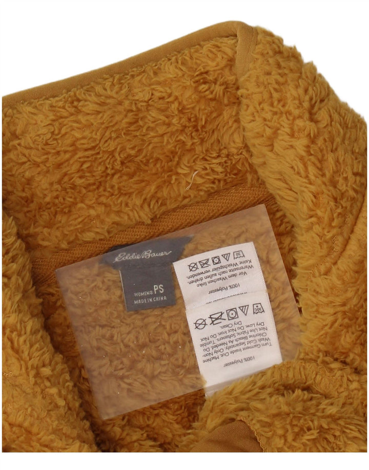 Jumper de lã feminino Eddie Bauer com zíper e gola UK 10 poliéster amarelo pequeno