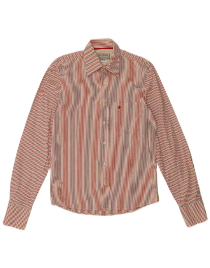 Camisa masculina Jack Wills pequena listrada vermelha de algodão