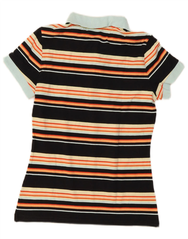 Camisa polo feminina Lacoste tamanho 38 algodão listrado preto médio