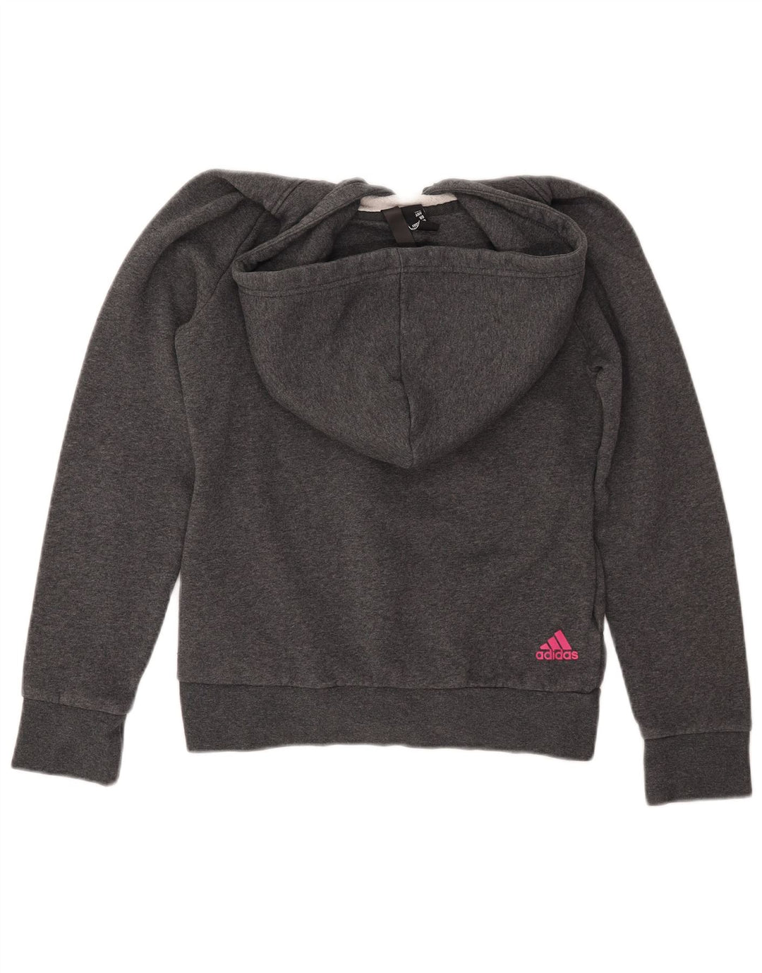 ADIDAS Womens Graphic Hoodie Jumper UK 8/10 Pequeno Cinza Algodão